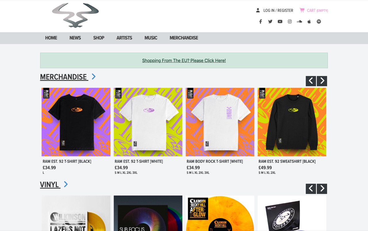 RAM Records homepage — drum and bass label website